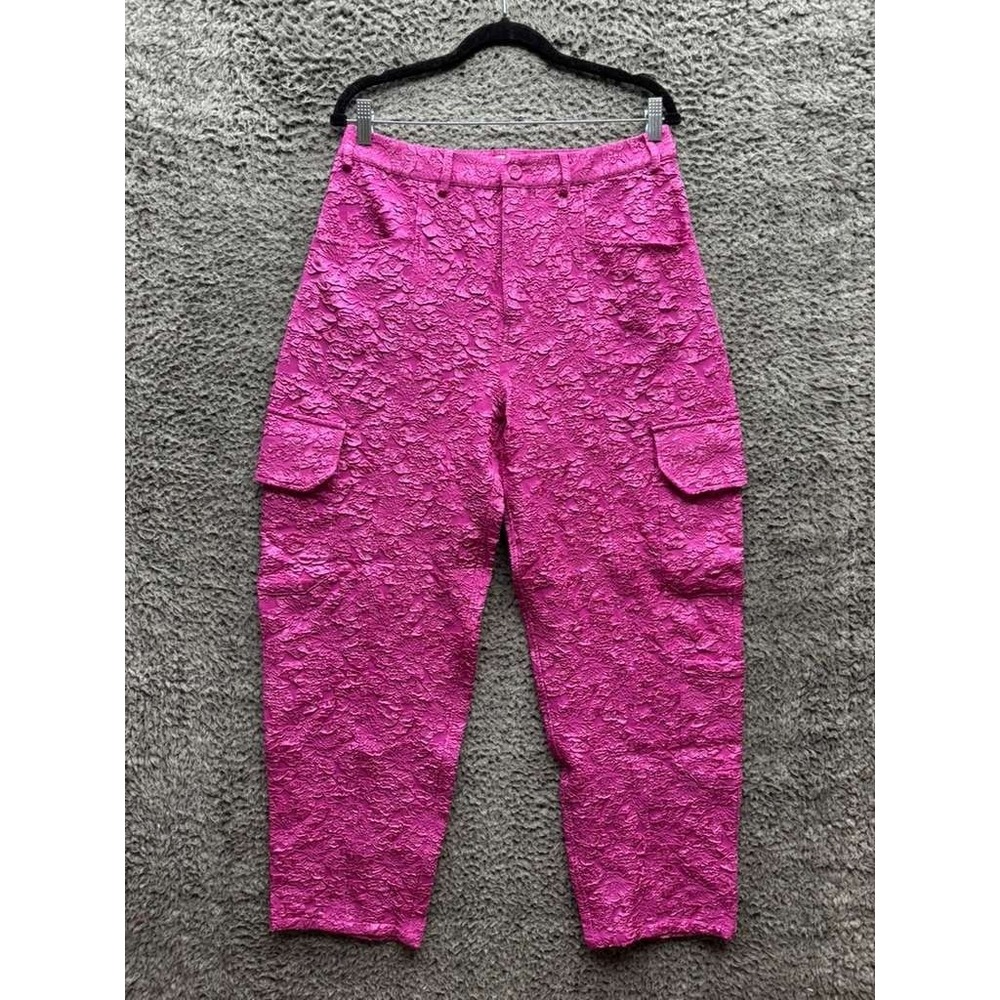 Baum Und Pferdgarten Nachi Jacquard Wide-Leg Cargo‎ Pants Pink Women Size 40